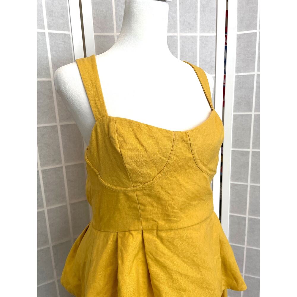 Reformation 100% Linen Two Piece Set Goldenrod Yellow Sz 10 Coquette Cottagecore - Picture 6 of 11